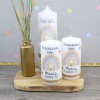 Taufkerze Marie Mit Zwei Patenkerzen Set Kerze Zur Taufe Geschenk Personalisiert Name von Konfettidruck