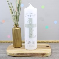 Taufkerze Mit Name Personalisiert Kerze Zur Taufe Tolle Geschenkidee " Kreuz - Samuel von Konfettidruck