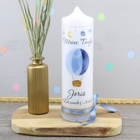 Taufkerze Personalisiert Mit Name Kerze Zur Taufe Geschenk "Heißluftballon - Joris" von Konfettidruck