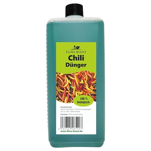 Konfitee Chili Dünger Flora Boost 500ml I Für bis zu 100L Gießwasser I Gemüsedünger für Paprika & Chili Pflanzen I Flüssiger Blatt- & Wurzeldünger I 100% natürlicher Pflanzendünger von Konfitee