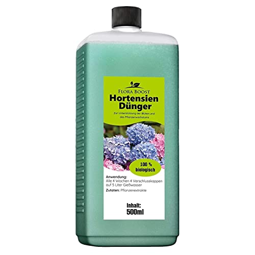 Flora Boost Hortensien Dünger Flora Boost 500ml I Für bis zu 100L Gießwasser I Blumendünger für alle Hortensien Arten I Flüssiger Blatt- & Wurzeldünger I 100% natürlicher Pflanzendünger von Flora Boost