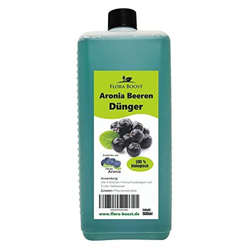 Konfitee Aronia Beeren Dünger Flora Boost 500ml I Für bis zu 100L Gießwasser I Obst- & Beerendünger für Aronia Pflanzen I Flüssiger Blatt- & Wurzeldünger I 100% natürlicher Pflanzendünger von Flora Boost