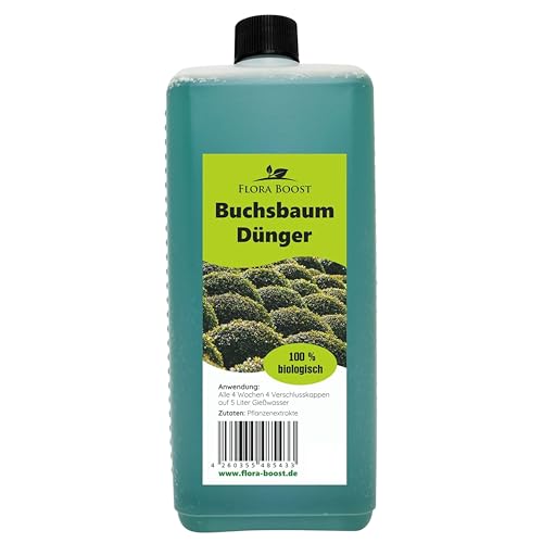 Konfitee Buchsbaum Dünger Flora Boost 500ml I Für bis zu 100L Gießwasser I Für kräftige Blätter & Schutz gegen Schädlinge I Flüssiger Blatt- & Wurzeldünger I 100% natürlicher Pflanzendünger von Konfitee