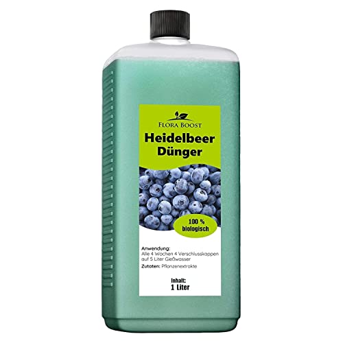 Konfitee Heidelbeer Dünger Flora Boost 1000ml I Für bis zu 200L Gießwasser I Obst- & Beerendünger für Heidelbeeren I Flüssiger Blatt- & Wurzeldünger I 100% natürlicher Pflanzendünger von Flora Boost