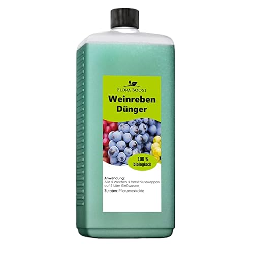 Flora Boost Weinreben Dünger Flora Boost 500ml I Für bis zu 100L Gießwasser I Für gesunde Weinreben & Schutz vor Mehltau I Flüssiger Blatt- & Wurzeldünger I 100% natürlicher Pflanzendünger von Konfitee