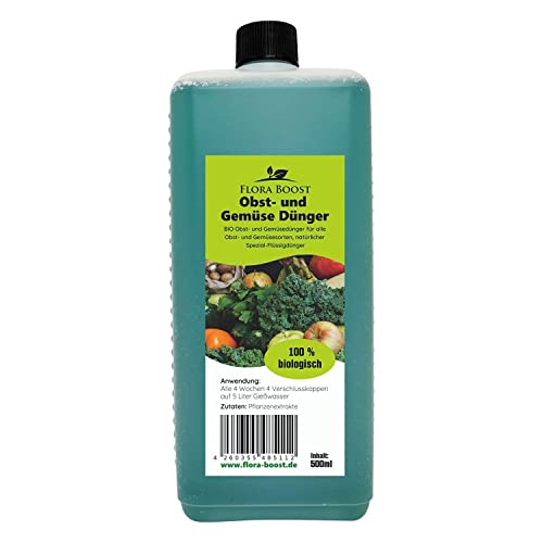 Konfitee Obst und Gemüse Dünger Flora Boost 500ml I Für bis zu 100L Gießwasser I Dünger für alle Obst & Gemüse Pflanzen I Flüssiger Blatt- & Wurzeldünger I 100% natürlicher Pflanzendünger von Flora Boost