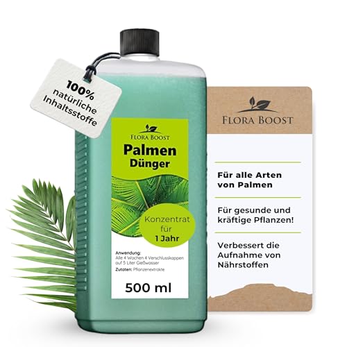 Konfitee Palmen Dünger Flora Boost 500ml I Für bis zu 100L Gießwasser I Pflanzenstärkungsmittel für alle Arten von Palmen I Flüssiger Blatt- & Wurzeldünger I 100% natürlicher Pflanzendünger von Konfitee
