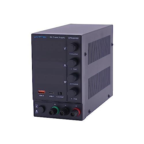 Konfiur DC Labornetzgerät, 0-30V,0-10A Regelbar Netzgerät mit 3-stelliger LED-Anzeige, 300W labornetzteil, dc-stromversorgung, USB 18W Schnellladung, 22.5x9x14.5cm(Schwarz) von Konfiur