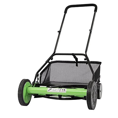 Konfiur Handrasenmäher, Spindelmäher Manueller Rasenmäher mit Auffangtasche, Schnittbreite 50.8cm Selbstfahrend Handrasenmäher, Spindelrasenmäher Manuell Sichelmäher für Villen Parks Gärten von Konfiur