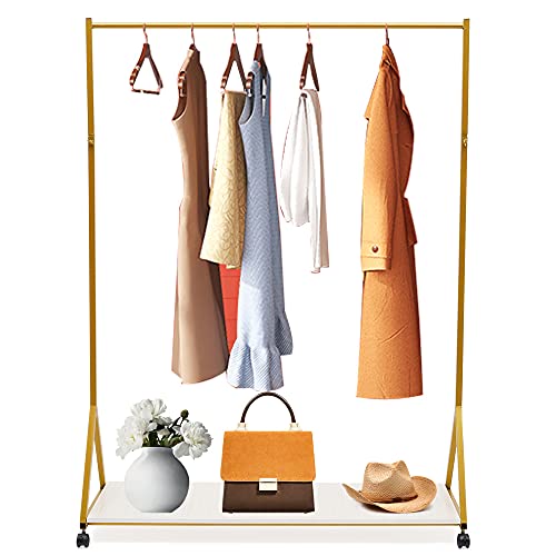 Konfiur Mobil Kleiderständer, Metall Wäscheständer Garderobenständer mit Unterer Ablage Rädern, Brautkleid Display Rack Ständer, Freistehender Kleiderstange für Hängende Kleidung, 120 * 163cm Gold Konfiur Mobil Kleiderständer, Metall Wäscheständer Garderobenständer mit Unterer Ablage Rädern, Brautkleid Display Rack Ständer, Freistehender Kleiderstange für Hängende Kleidung, 120 * 163cm Gold von Konfiur
