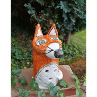 Windlicht Fuchs Keramikfigur Wohndeko von KonformArt