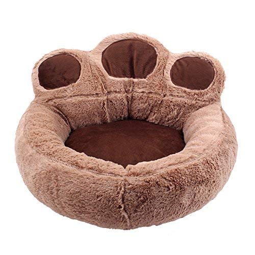 KongEU Bärentatze Form Hundebett,Abnehmbar,Indoor und Outdoor,Waschbar Hundekissen Haustier Katze Hundesofa Hundekörbchen S M L Hundekorb Katzen-Nest Hundebett Gepolstert-M:68x62cm-kaffee von KongEU