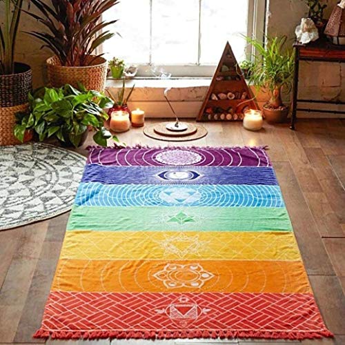 KongEU Hot Rainbow Strandmatte, Mandala-Decke, Mikrofaser-Handtuch, Wandbehang, Tapisserie, Streifen, Handtuch, leicht, Yoga, mehrfarbig von KongEU