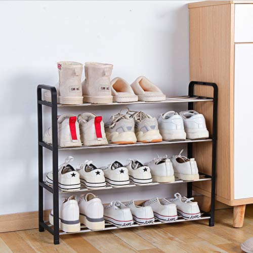 KongEU Multifunktionale Schuhaufbewahrung Organizer für 15 bis 20 Paar Schuhe, Kurze Stiefel, High Heels, Gummistiefel im Eingangsbereich oder Garderobe, Schwarz, 4-Tier von KongEU