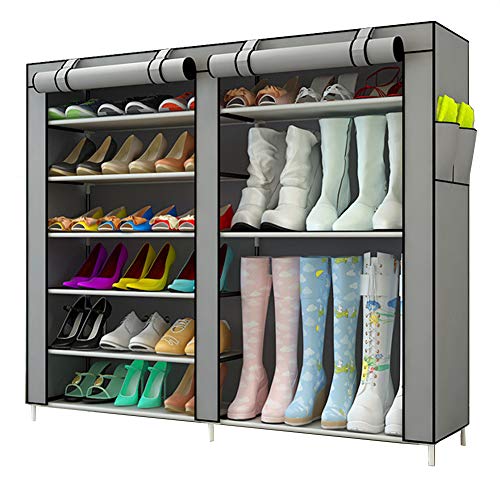 KongEU Schuhregal für bis zu 27 Paar Schuhregale mit Abdeckung, Stiefel/High Heels/Gummistiefel, Stand-Stretcher, 90 x 30 x 100 cm grau von KongEU