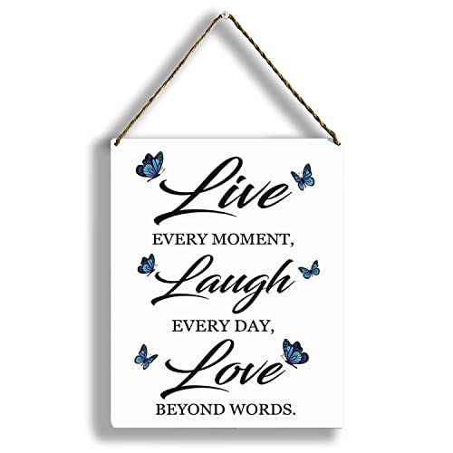Live Laugh Love Schild, Always Kiss Me Goodnight, Wandschild, Live Laugh Love, Wanddekoration, Bauernhaus, Veranda, Landhaus, Büro, inspirierende Geschenke, 20.3x25.4 cm Holzwandbehang (GMS667) von KongMoTree