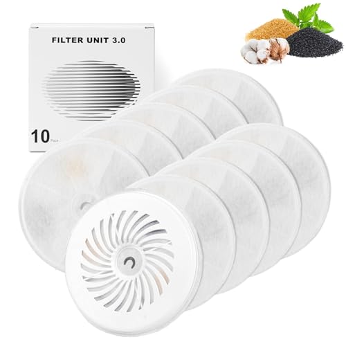 Kongming 10 Stück Katzenbrunnen Filter Rund kompatibel mit 1.85L Trinkbrunnen für Katzen Hunde unit 3.0 Harz und Aktivkohle und 1.8L/2L Automatische Intelligenter Katzenbrunnen von Kongming