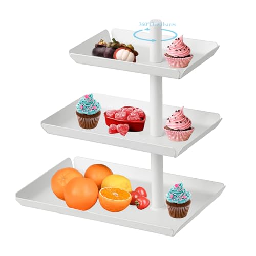 Kongming Etagere mit 3 Etagen 360°Drehbares Cupcake Ständer Metall Tortenständer Kuchenständer für Display Obst Kuchen Muffin Snack (weiß) von Kongming