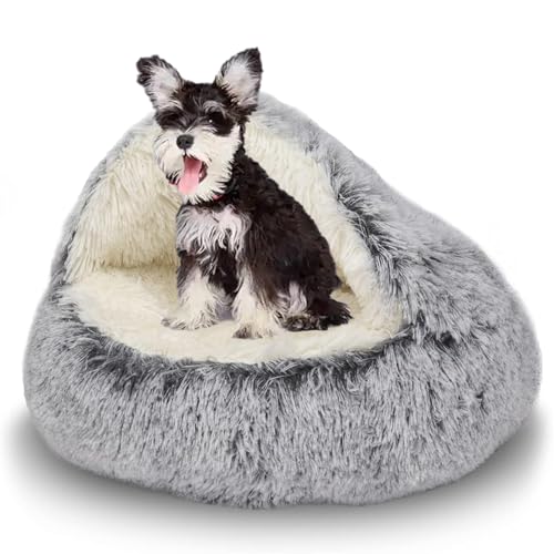 Kongming Hundebett Groß Waschbar Rund 65×65cm Halbgeschlossenes Hundeloch, Flauschig XXL für Mittelgroße Hunde, Donut-Form Passend für Labrador, Hunter (Grau) von Kongming