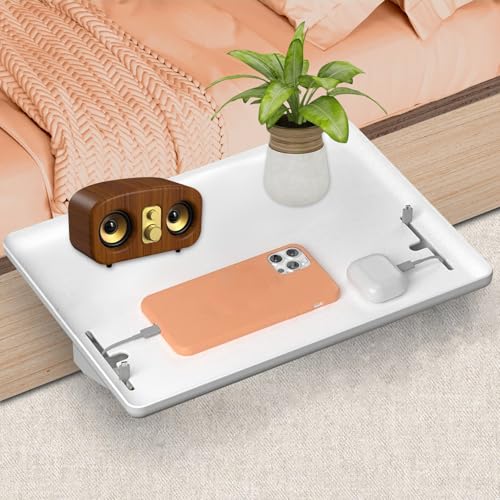 Kongming Nachttisch Regal Betttablett klemmbar hängend ans Hochbett Bett Organizer Bettablage zum einhängen mit Kabelbuchtens für Studentenwohnheim und Kinderzimmer (weiß) von Kongming