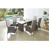 KONIFERA Garten-Essgruppe "Casablanca", (Set, 7 tlg., 6x Sessel, 1x Tisch 180x90x74 cm, Stahl/Polyrattan) von Konifera