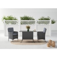 KONIFERA Garten-Essgruppe "Korfu", (Set, 5 tlg., 2x Sessel, 1x Tisch 112x65x73,5 cm, inkl. Auflagen, inkl. Schutzhülle) von Konifera