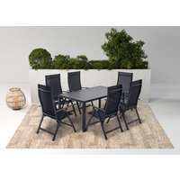 KONIFERA Garten-Essgruppe "Messina", (Set, 7 tlg., 6x Sessel, 1x Tisch 160x90x74 cm, Aluminium, Textilgewebe) von Konifera