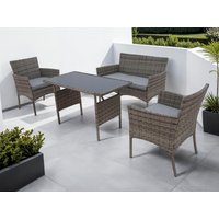 KONIFERA Gartenlounge-Set "Balkonset "Ronda"", (Set, 7 tlg., 1x2er Sofa, 2 Sessel, Tisch 56x110x65 cm, inkl. Auflagen), Stahl/Polyrattan von Konifera
