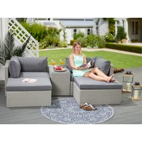 KONIFERA Gartenlounge-Set "Dallas", (Set, 13 tlg., 2xSessel, 2xHocker, 1xTisch 70x40x51cm,inkl. Auflagen,Stahl/Polyratten) von Konifera