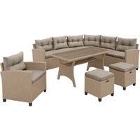 KONIFERA Gartenlounge-Set "Keros Premium", (Set, 20 tlg., 2x 2er Sofa, 1x Ecke, 1x Sessel, 2x Hocker, 1x Tisch 145x75x67,5cm) von Konifera