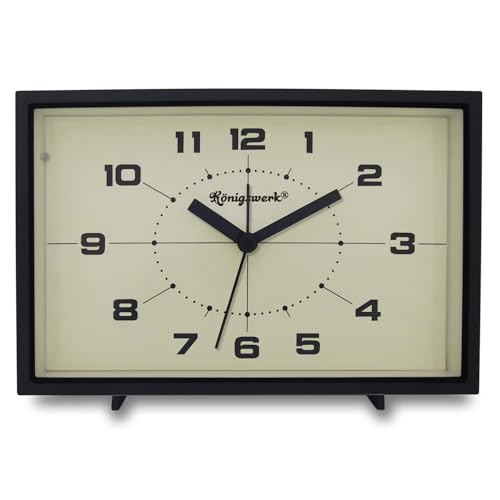 Königswerk Analoger Wecker, 15,2 cm, leise, nicht tickend, kleine Uhr mit Nachtlicht, batteriebetrieben, einfaches Design, Schlafzimmer, Nachttisch, Wohnzimmer, Raumdeko, Schreibtisch, Tisch (schwarz) Königswerk Analoger Wecker, 15,2 cm, leise, nicht tickend, kleine Uhr mit Nachtlicht, batteriebetrieben, einfaches Design, Schlafzimmer, Nachttisch, Wohnzimmer, Raumdeko, Schreibtisch, Tisch (schwarz) von Konigswerk