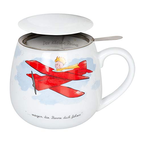 Könitz Der kleine Prinz Flugzeug Becher, Tasse, Teetasse, mit Sieb und Deckel, Porzellan, 420 ml, 11 5 143 2316 von Konitz
