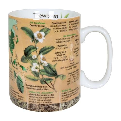 Könitz | Porzellan Henkelbecher Teewissen | mit viel Wissenswertem über Tee | für 490ml | geeignet für Mikrowelle und Spülmaschine Könitz | Porzellan Henkelbecher Teewissen | mit viel Wissenswertem über Tee | für 490ml | geeignet für Mikrowelle und Spülmaschine von Konitz
