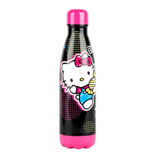 Konix Hello Kitty Kühlflasche - Edelstahl - 500 ml - Süßigkeitenmotiv - Schwarz von Konix
