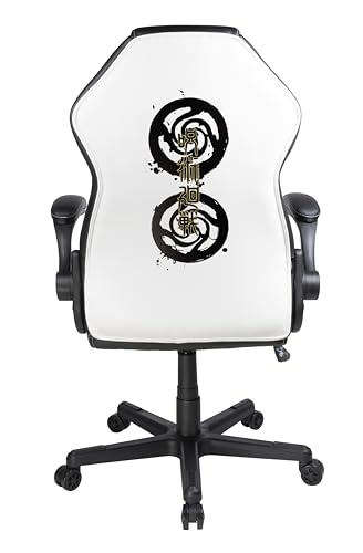 Konix Jujutsu Kaisen Gaming-Bürostuhl - Sitzneigung 15° - Höhenverstellbar - Polyurethan-Leder - Schwarz und Weiß von Konix
