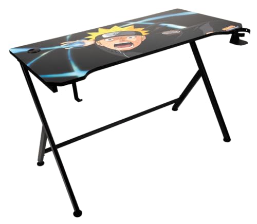 Konix Naruto Shippuden Gaming Schreibtisch 121 x 69 x 76 cm in Y-Form - Holz- und Metalltisch - Becherhalter - Kopfhörerhalter - Naruto Rasengan Motiv von Konix