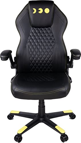 Konix Pac-Man Gaming-Bürostuhl - Sitzneigung 15° - Glattes Polyurethan-Leder - Schwarz und Gelb von Konix