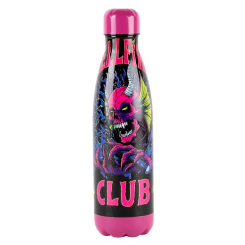 Konix Stranger Things Isolierflasche - Edelstahl - 500 ml - Hellfire Club-Motiv - Pink und Schwarz von Konix