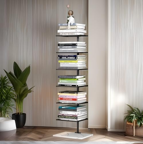 Bücherregalturm Mit Metallrücken Modernes Offenes Bücherregal Hohes Vertikales Unsichtbares Schwebendes Schmales Bodenstehendes Mehrschichtiges Organizer-Displayregal Aufbewahrung For Kleine Räume(Bla Bücherregalturm Mit Metallrücken Modernes Offenes Bücherregal Hohes Vertikales Unsichtbares Schwebendes Schmales Bodenstehendes Mehrschichtiges Organizer-Displayregal Aufbewahrung For Kleine Räume(Bla von Konplfdzn