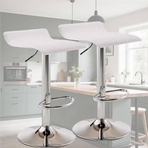 Konplfdzn Set of 2 Barstool,Counter Stool Adjustable High 23.6"-31.5" 360°Swivel Gas Lift Bar Stools,Island Chairs PU Leather with Chrome Base Suitable for 33.4"-51.1" Bar Table(White) von Konplfdzn