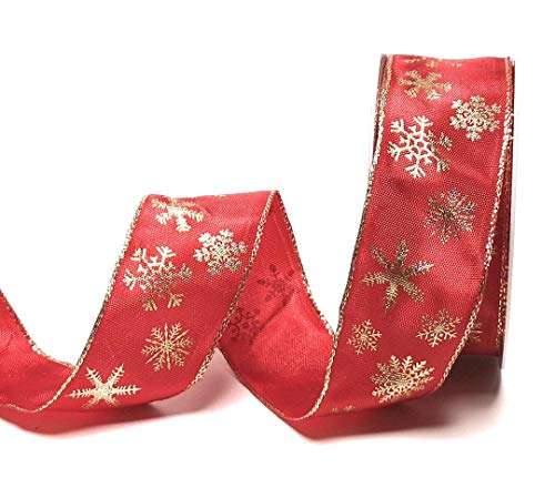 Konrad Arnold Schleifenband 20m x 40mm Rot - Gold Eiskristall Schneestern Geschenkband Weihnachtsband [5122] von Konrad Arnold