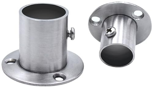 Konrunppy 2 Stück Edelstahl Rohr Flansch Sockel Halterung, Kleiderschrank Stange Halterung Flansch Basis Stange Ende Halterung (25mm) von Konrunppy