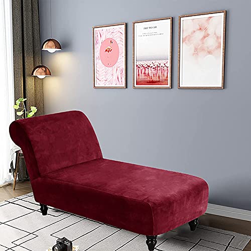 Chaiselongue Schonbezug aus Samt, Stretch Chaise Longue Cover Weiche Möbel Protector Chaise Stuhlabdeckungen für Wohnzimmer Chaise Lounge Ultra Soft Maschine Waschbar (Color : Rot) von Konsilsa