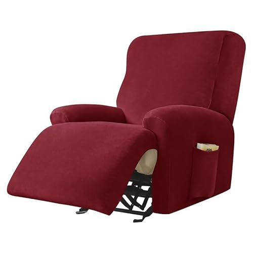 Konsilsa Samt Relaxsessel bezüge ​Stretch,Ruhesessel Bezüge Stretch Relaxsessel Bezug Jacquard Sesselbezug Sesselschoner (Color : Wine red) von Konsilsa