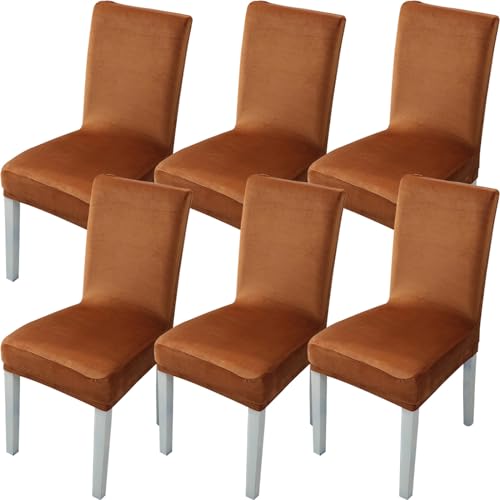 Samt stuhlhussen 6er set, Elastischer Stuhlbezug Universell staubabweisend waschbar stuhlhussen schwingstühle hussen für stühle stuhlbezug für Wohnzimmer Büro Küche ( Color : A , Größe : 6 pieces ) von Konsilsa