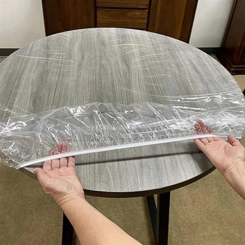 Transparente, wasserdichte runde Tischdecke mit elastischen Kanten – PVC-Tischdecke für Zuhause, Küche, Catering (Color : 150-180cm) von Konsilsa