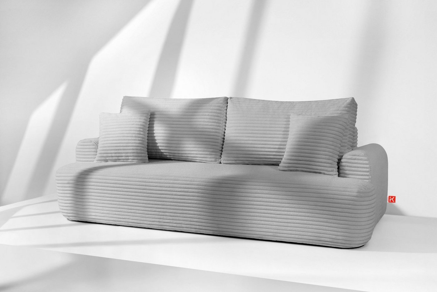 Konsimo 3-Sitzer Schlafsofa ELPHO 3-Personen, mit Schlaffunktion, aus breitem Cordstoff, hergestellt in der EU von Konsimo