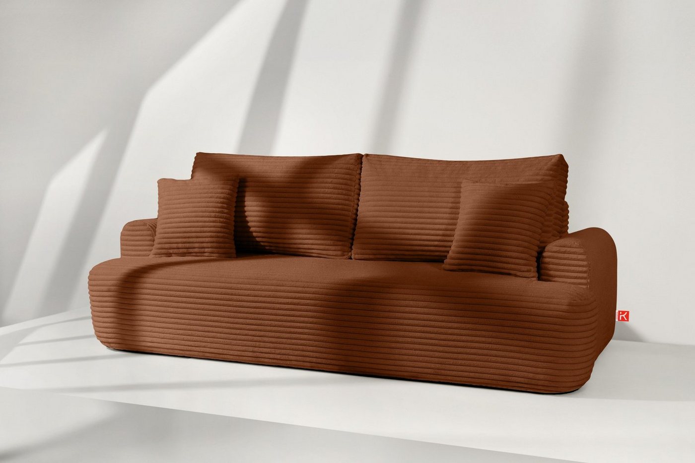 Konsimo 3-Sitzer Schlafsofa ELPHO 3-Personen, mit Schlaffunktion, aus breitem Cordstoff, hergestellt in der EU von Konsimo