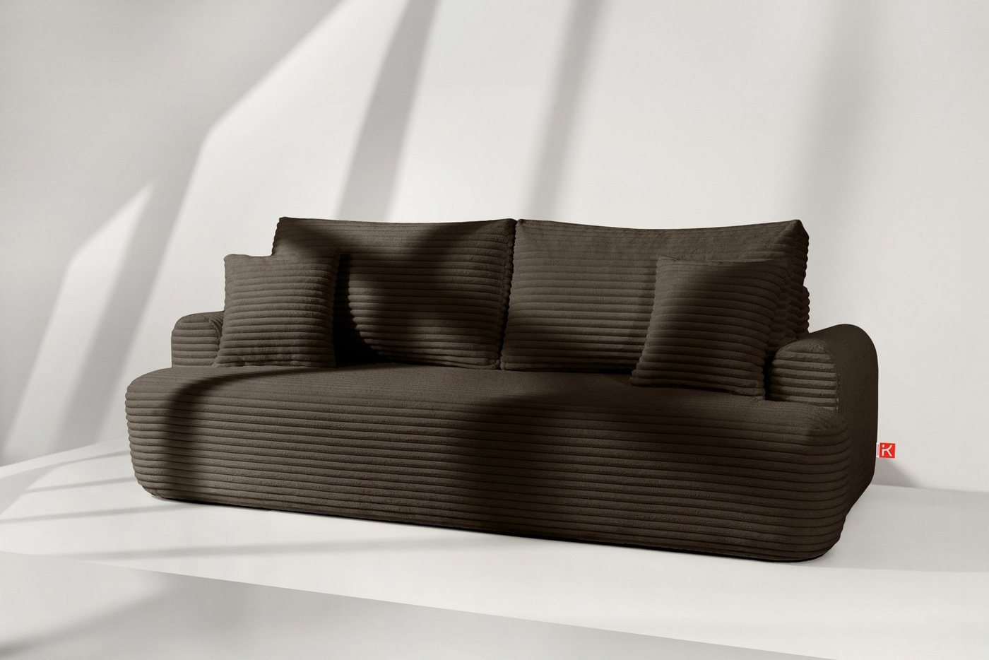 Konsimo 3-Sitzer Schlafsofa ELPHO 3-Personen, mit Schlaffunktion, aus breitem Cordstoff, hergestellt in der EU von Konsimo