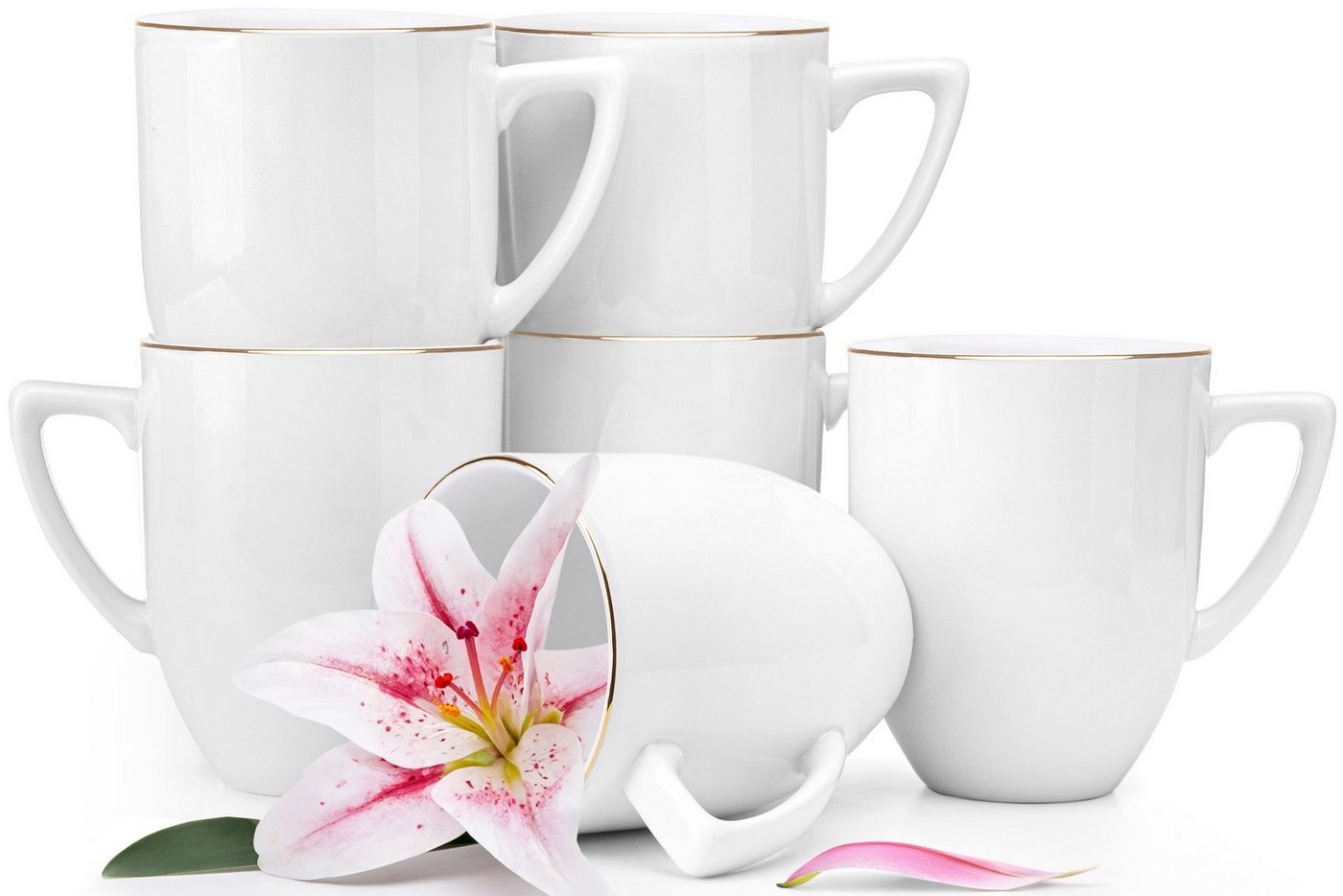 Konsimo Becher CARLINA Becher-Set 6 Personen 6-tlg, Porzellan, Handwäsche, Elegant von Konsimo